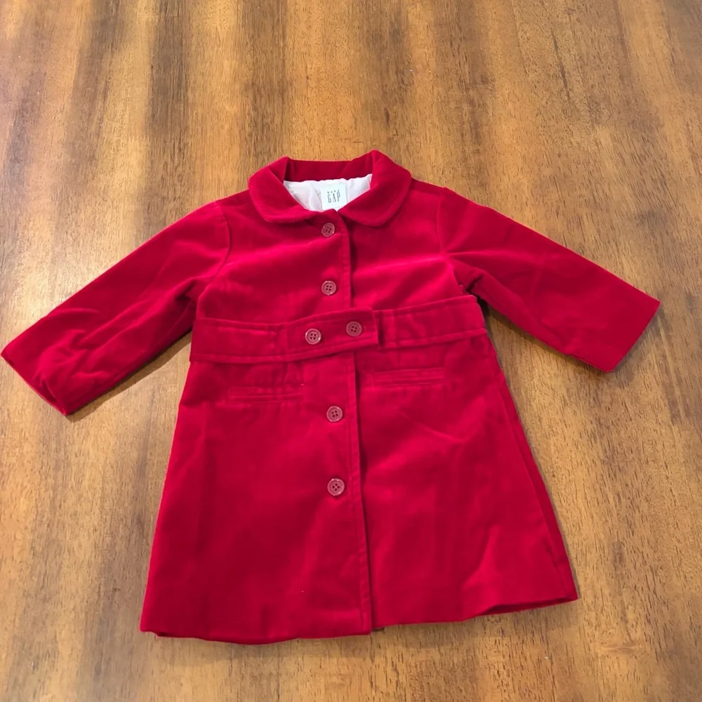 Gap velour red coat baby girl‎ 6-12 months